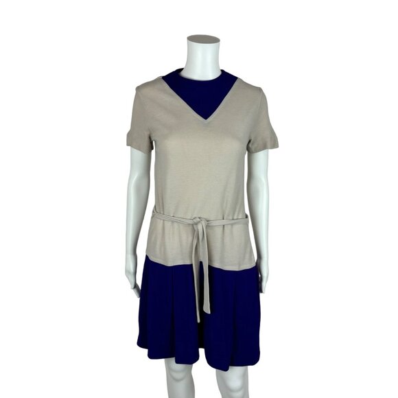 Vintage 70s Mini Dress Women's Extra Small Mod Purple Knit Scooter Shift - Picture 2 of 12